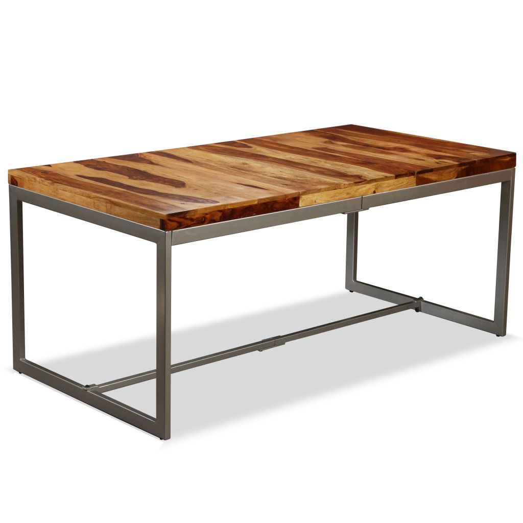 vidaXL Dining Table Solid Sheesham Wood and Steel 70.9"-0