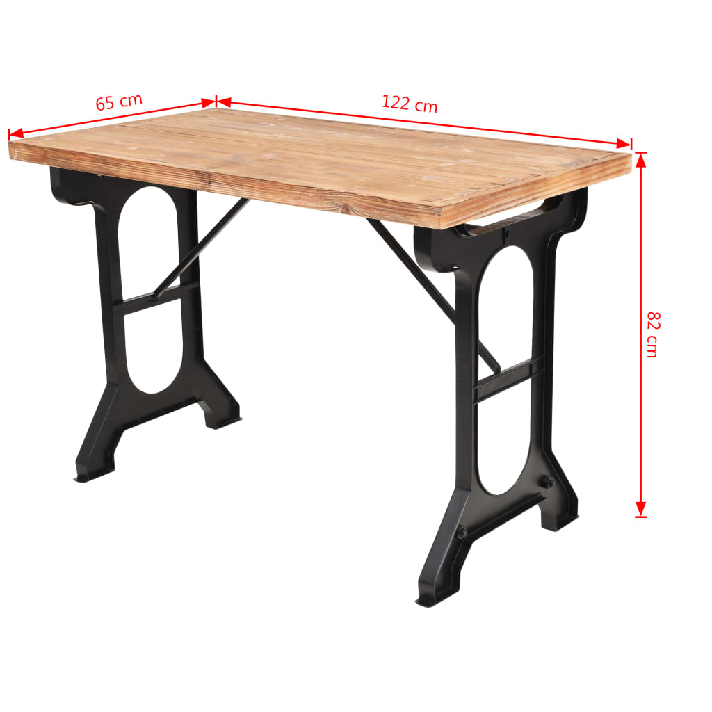 vidaXL Dining Table Solid Fir Wood Top 48"x25.6"x32.3"-1