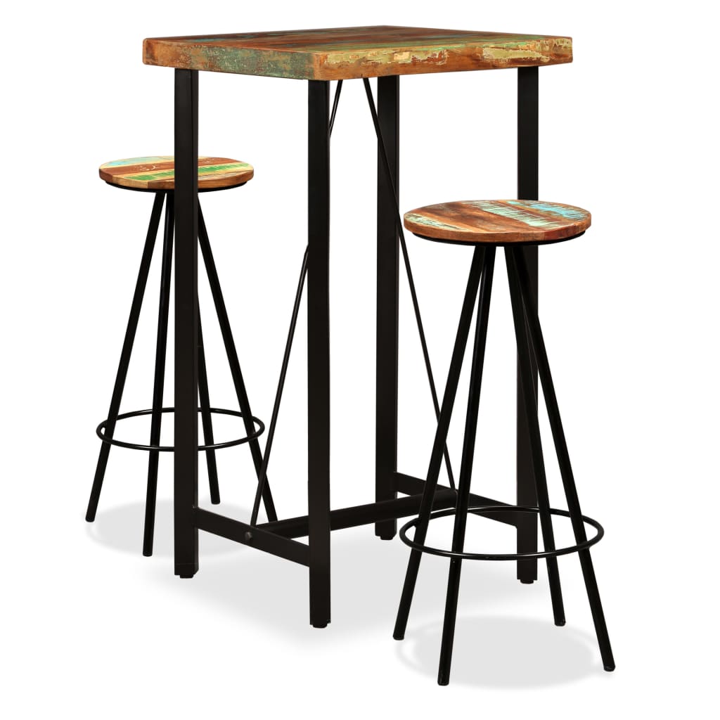 vidaXL Bar Set 3/5/7/9 Piece Industrial Solid Reclaimed Wood Pub Table Stool-1