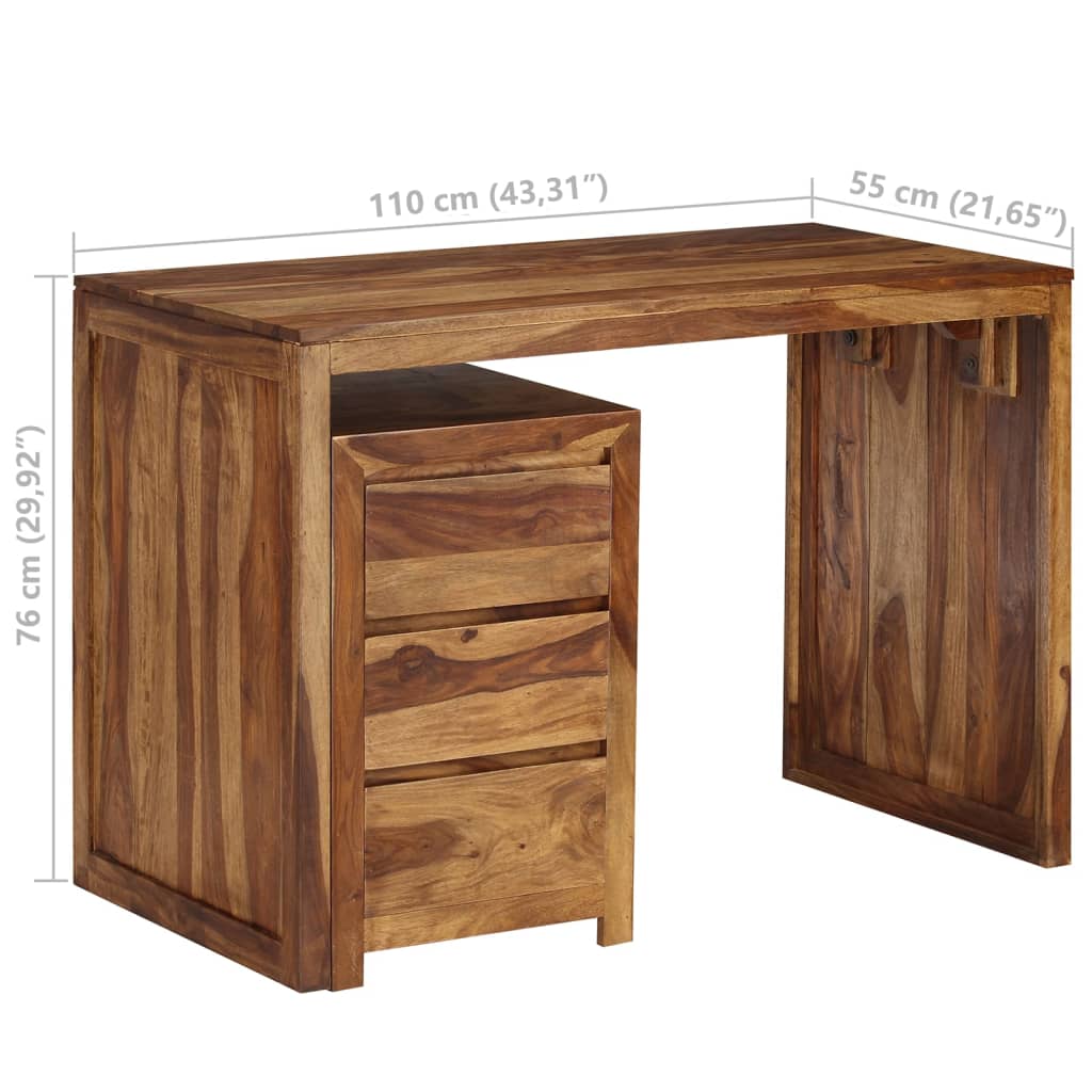 vidaXL Writing Table Solid Sheesham Wood 43.3"x21.7"x29.9"-0