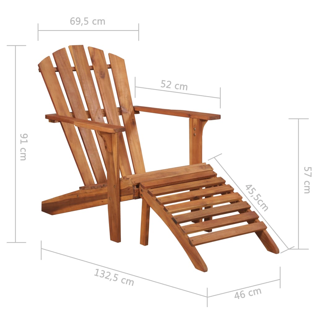 vidaXL Patio Adirondack Chair with Footrest Solid Acacia Wood-7
