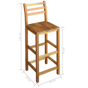 vidaXL Bar Stool Bar Seat Counter Height Stool for Kitchen Pub Solid Wood-21