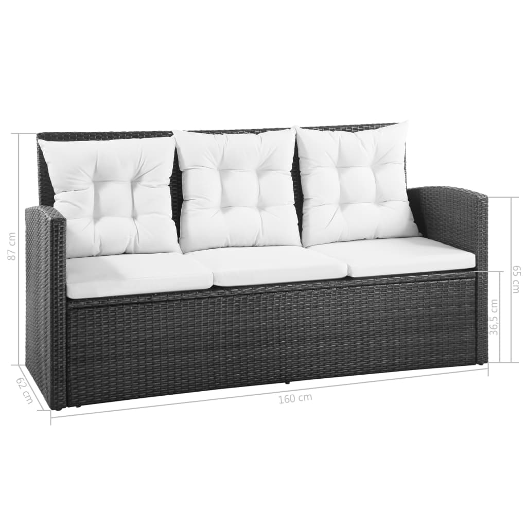 vidaXL Patio Furniture Set Conversation Set Sectional Sofa with Table Rattan-13
