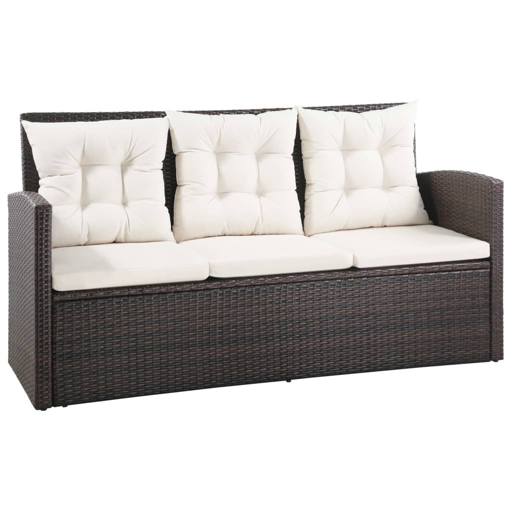 vidaXL Patio Furniture Set Conversation Set Sectional Sofa with Table Rattan-12