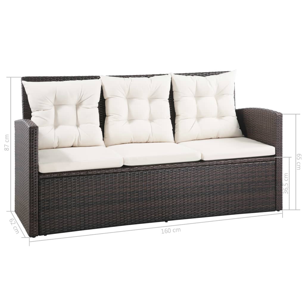 vidaXL Patio Furniture Set Conversation Set Sectional Sofa with Table Rattan-5