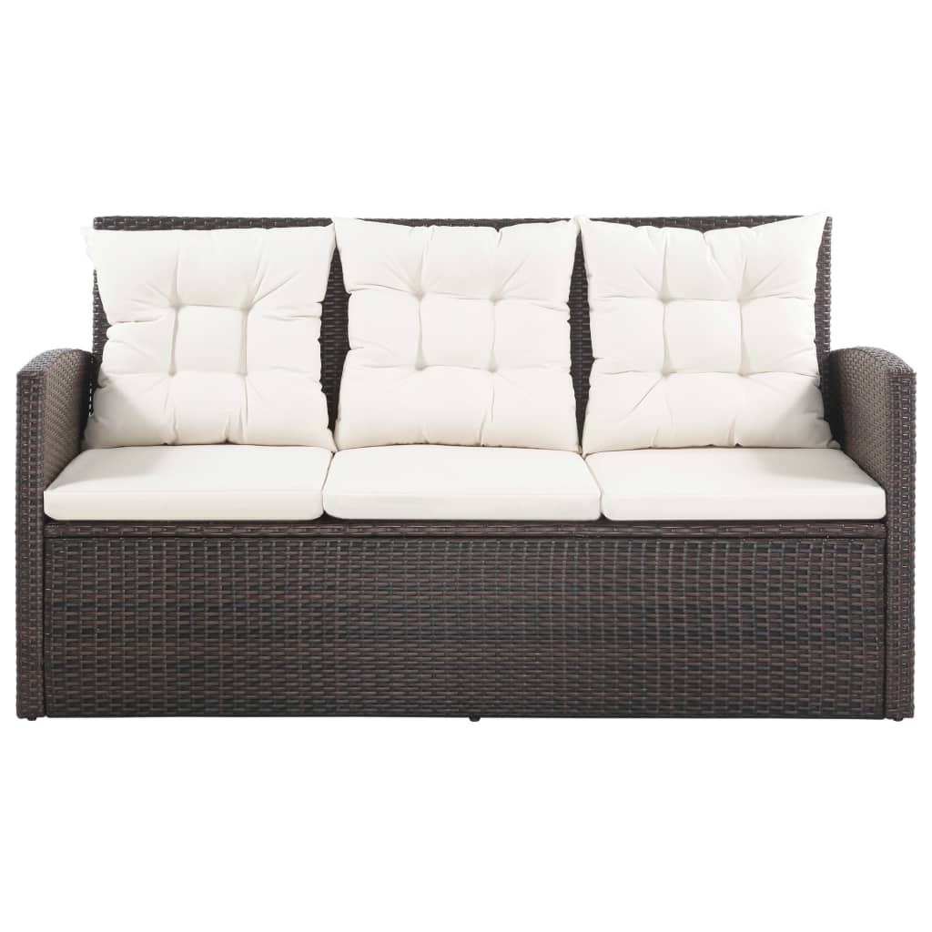 vidaXL Patio Furniture Set Conversation Set Sectional Sofa with Table Rattan-14