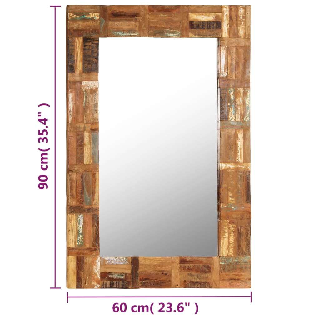 vidaXL Decorative Mirror Wall Mirror Bathroom Mirror Solid Reclaimed Wood-31
