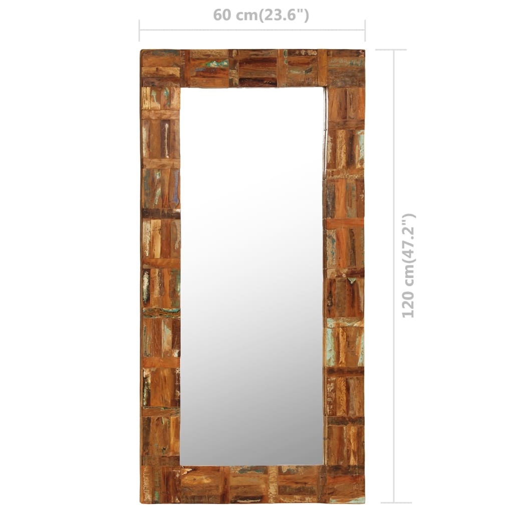vidaXL Decorative Mirror Wall Mirror Bathroom Mirror Solid Reclaimed Wood-16