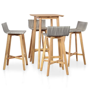 vidaXL Patio Bar Set Patio Furniture Set Table and Stools Solid Acacia Wood-12