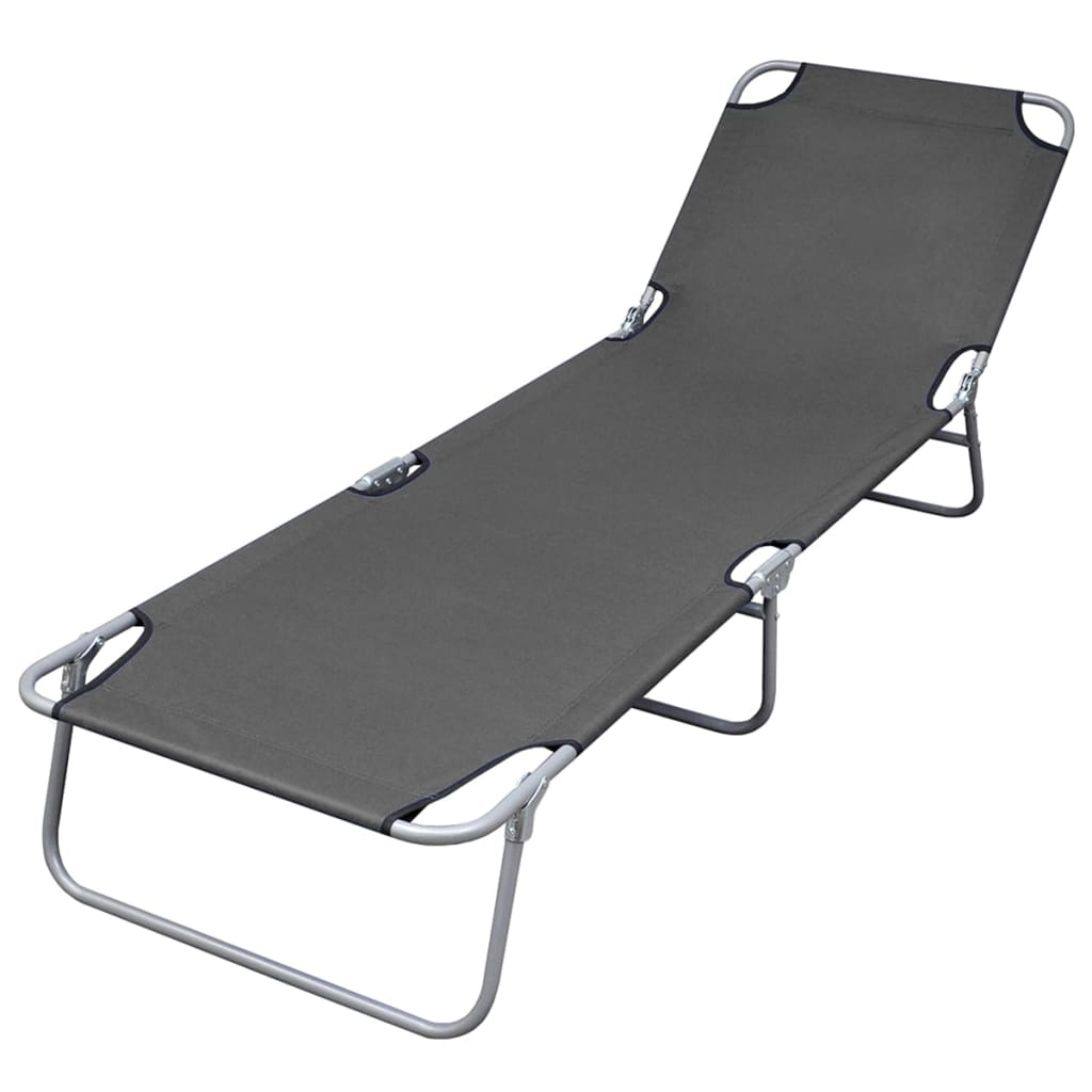 vidaXL Patio Lounge Chair Folding Sunlounger Outdoor Poolside Sunbed Steel-7