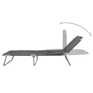 vidaXL Patio Lounge Chair Folding Sunlounger Outdoor Poolside Sunbed Steel-12