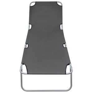 vidaXL Patio Lounge Chair Folding Sunlounger Outdoor Poolside Sunbed Steel-17