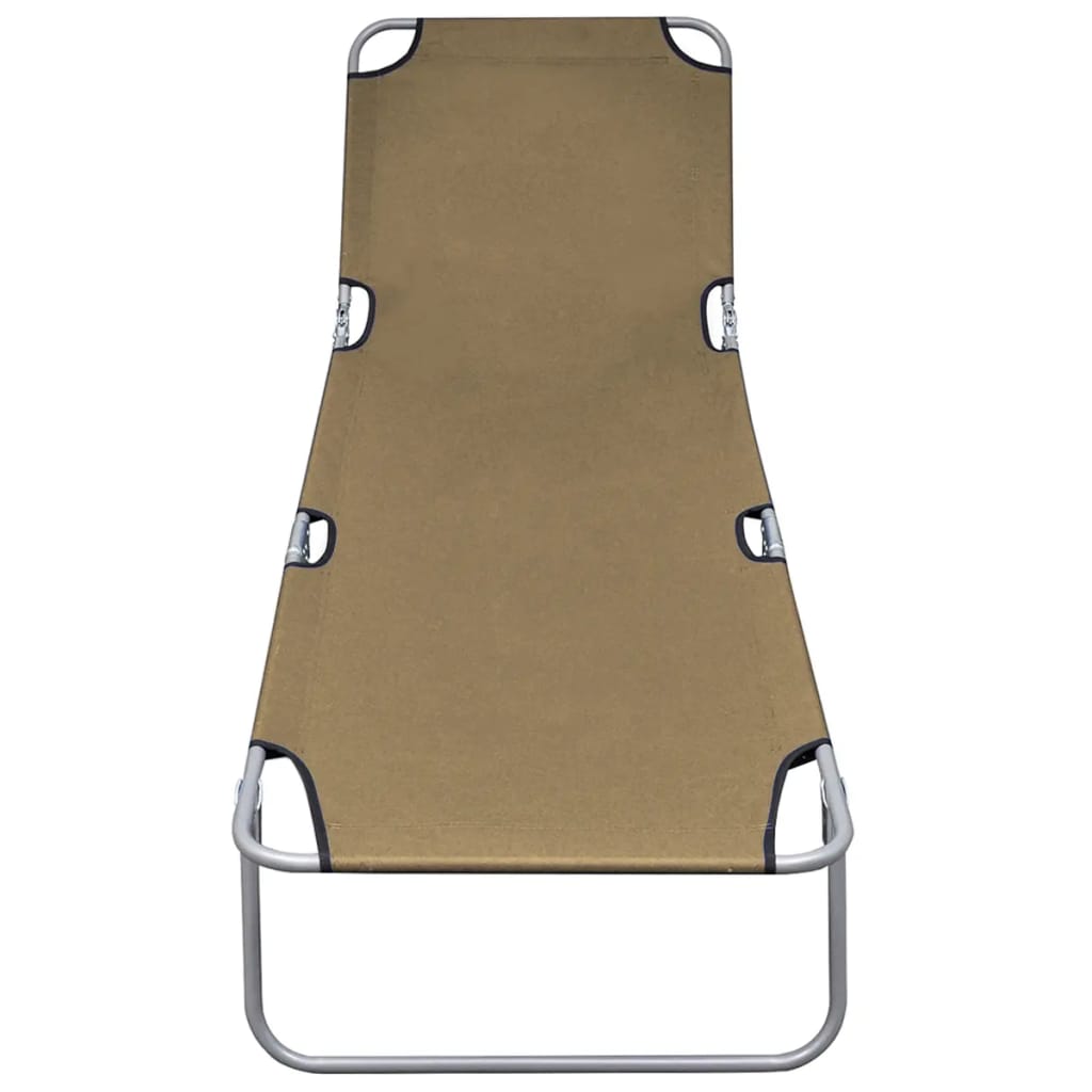 vidaXL Patio Lounge Chair Folding Sunlounger Outdoor Poolside Sunbed Steel-32