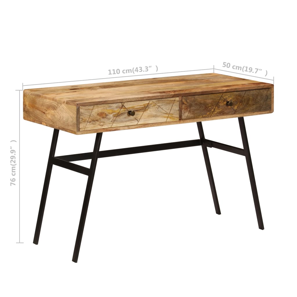 vidaXL Writing desk with Drawers Solid Mango Wood 43.3"x19.7"x29.9"-11