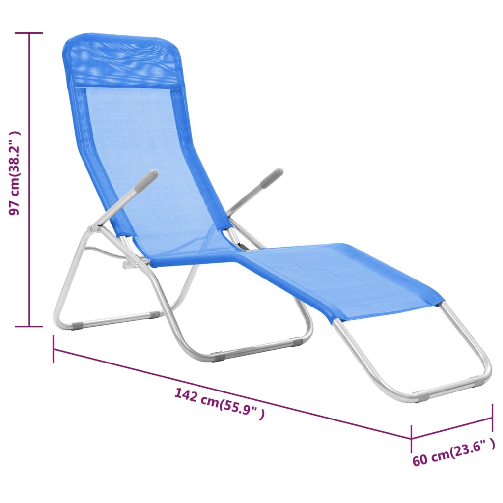 vidaXL Deckchairs Outdoor Lounge Chairs Folding Sunlounger Sunbed Textilene-30