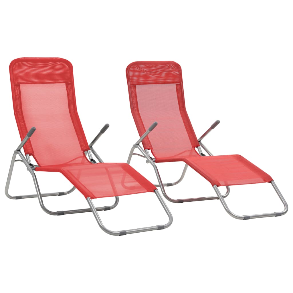 vidaXL Deckchairs Outdoor Lounge Chairs Folding Sunlounger Sunbed Textilene-1