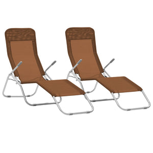 vidaXL Deckchairs Outdoor Lounge Chairs Folding Sunlounger Sunbed Textilene-29