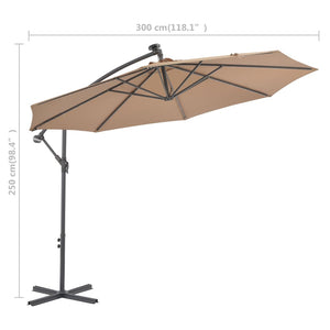 vidaXL Cantilever Umbrella Parasol with Solar LEDs Patio Umbrella Sunshade-10