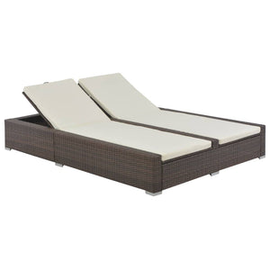vidaXL Patio Bed Outdoor Wicker Daybed Double Chaise Lounge Bed Poly Rattan-7