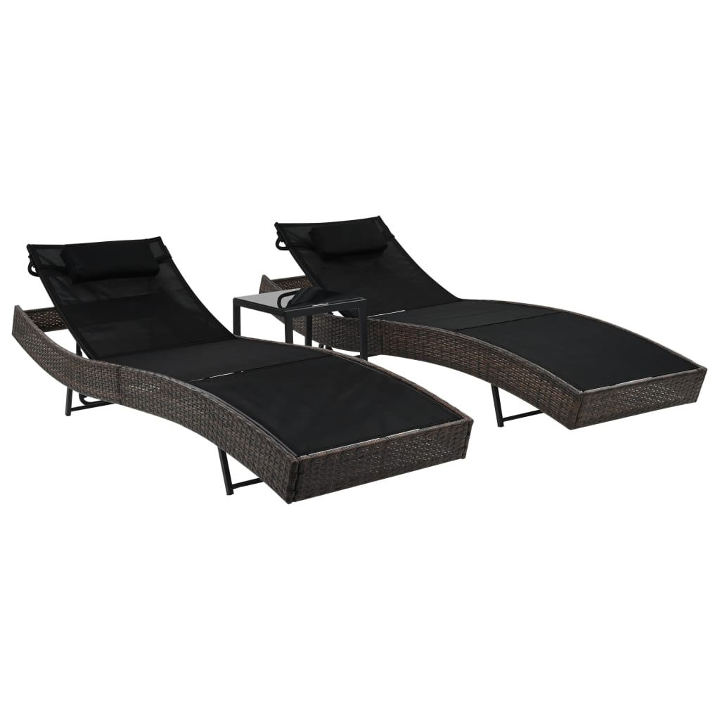 vidaXL Patio Lounge Chairs with Adjustable Backrest Sunloungers Textilene-2