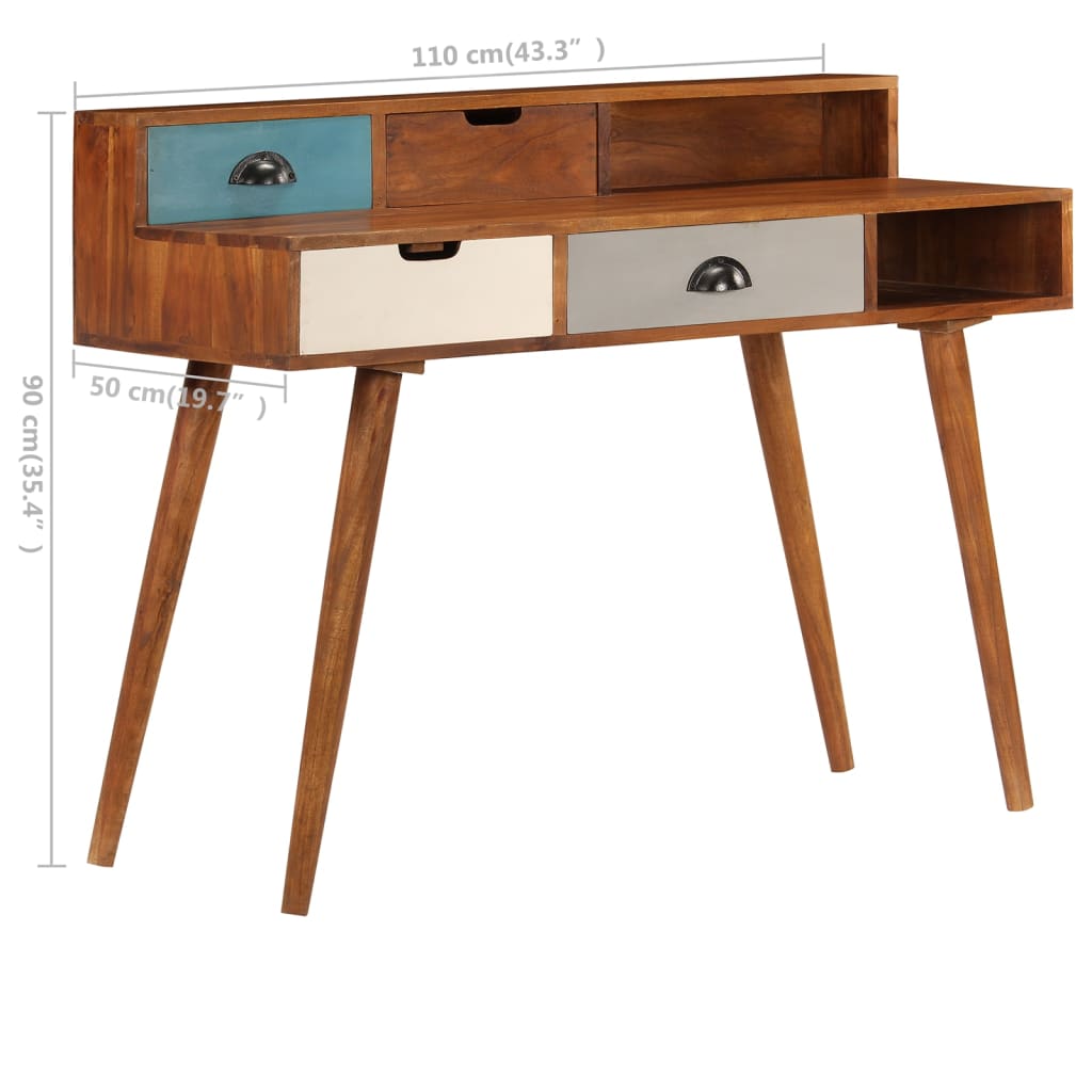 vidaXL Writing Desk 43.3"x19.6"x35.4" Solid Acacia Wood-11