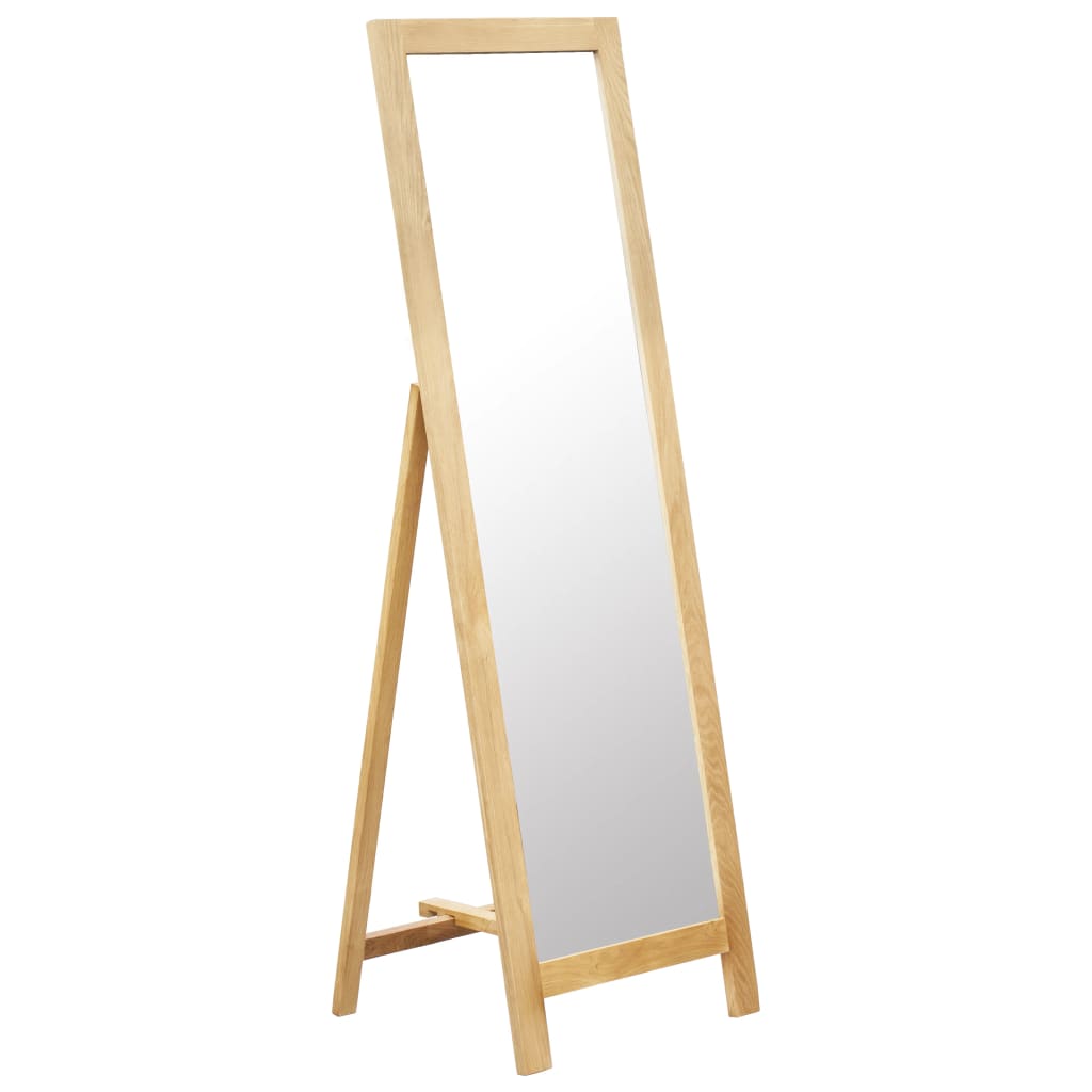vidaXL Freestanding Mirror 18.8"x18.3"x59" Solid Oak Wood-0
