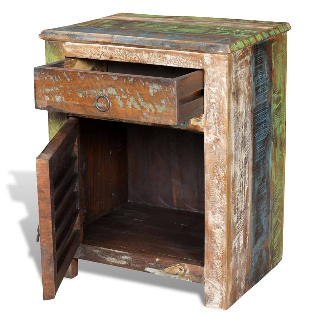 vidaXL End Table with 1 Drawer 1 Door Reclaimed Wood-1