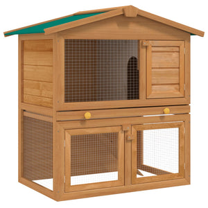vidaXL Rabbit Hutch Bunny Cage with Pull Out Tray Pet House Solid Pine Wood-1