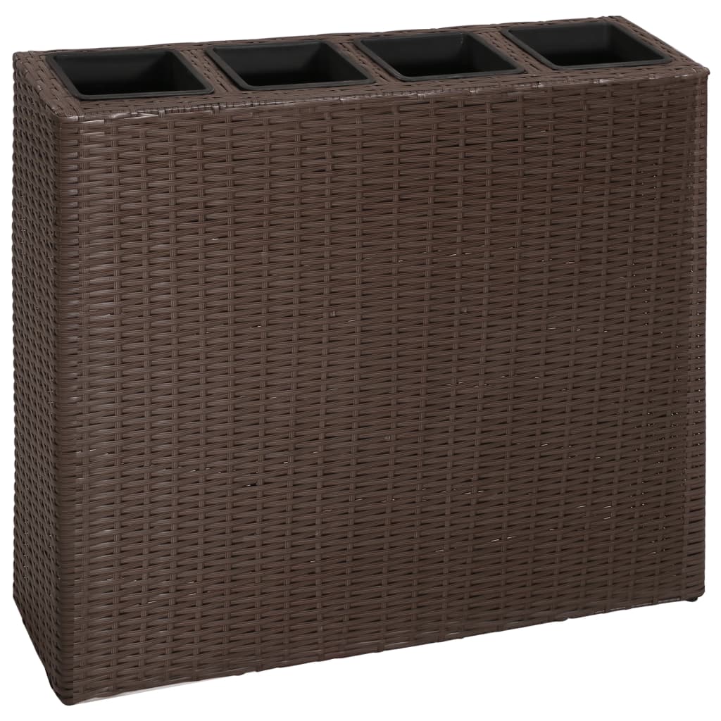 vidaXL Planter Patio Outdoor Flower Box with Removable Inner Pots Poly Rattan-2