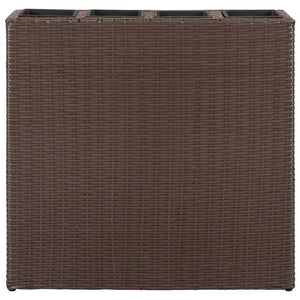 vidaXL Planter Patio Outdoor Flower Box with Removable Inner Pots Poly Rattan-16