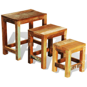 vidaXL Nesting Table Set 3 Pieces Vintage Reclaimed Wood-5