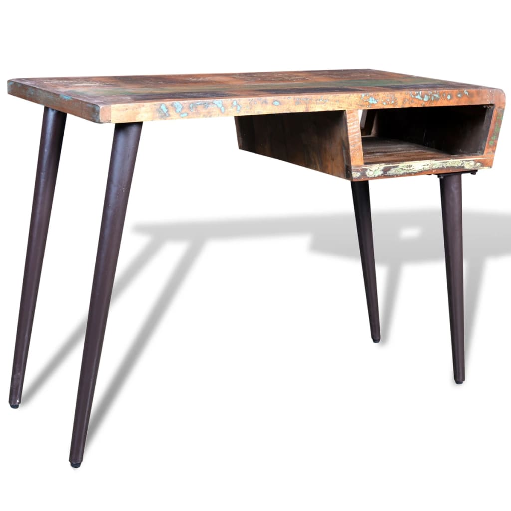 vidaXL Reclaimed Wood Desk with Iron Legs-0