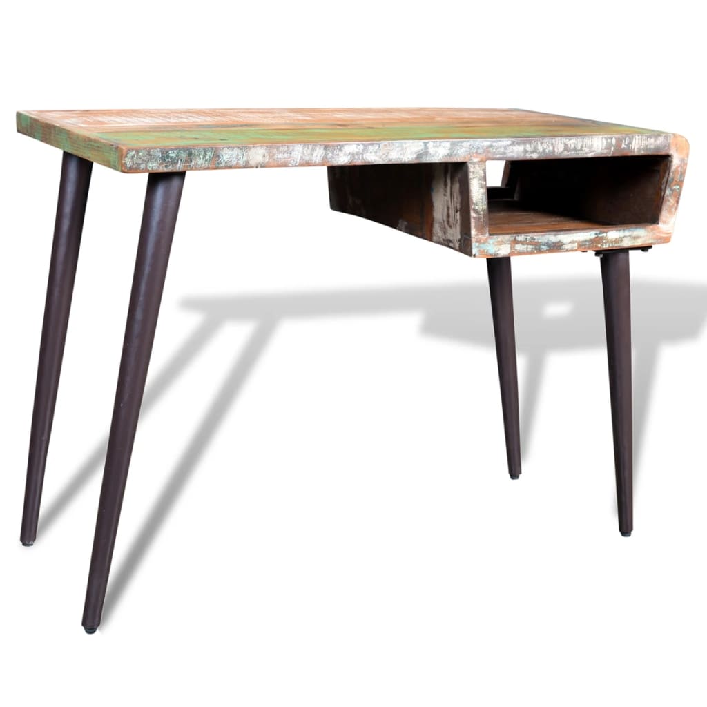 vidaXL Reclaimed Wood Desk with Iron Legs-6