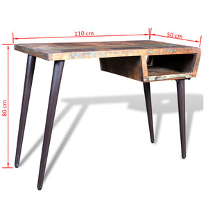 vidaXL Reclaimed Wood Desk with Iron Legs-7