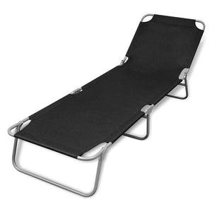 vidaXL Patio Lounge Chair Folding Sunlounger Outdoor Poolside Sunbed Steel-10