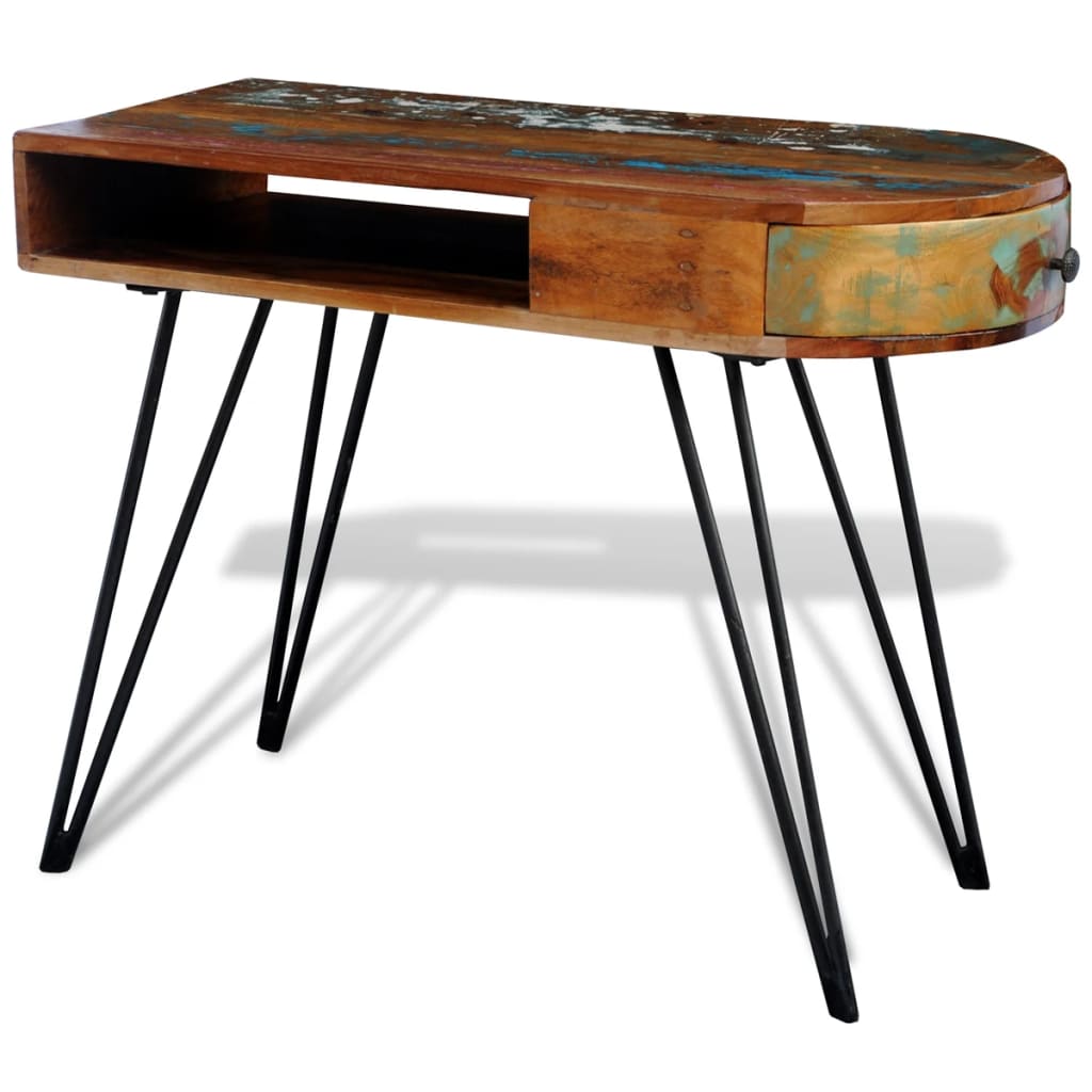 vidaXL Desk Reclaimed Solid Wood with Iron Legs-1
