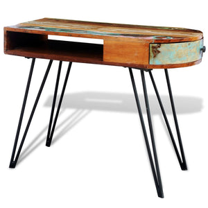 vidaXL Desk Reclaimed Solid Wood with Iron Legs-4