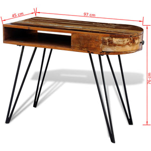 vidaXL Desk Reclaimed Solid Wood with Iron Legs-7