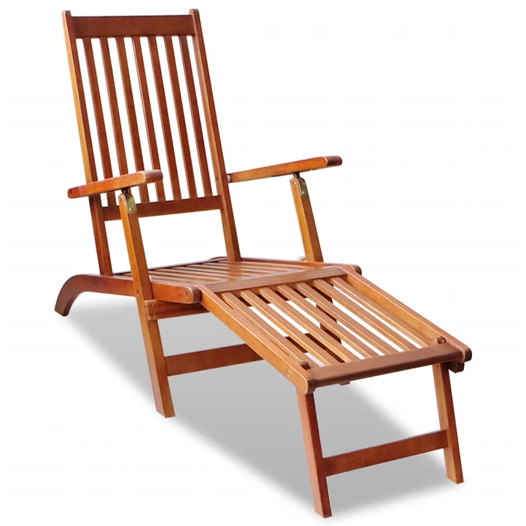 vidaXL Patio Deck Chair with Footrest Solid Acacia Wood-0