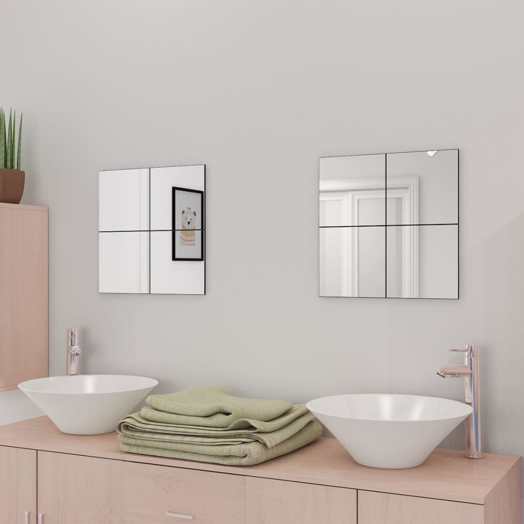 vidaXL Mirror Tiles Sheets Wall Bathroom Mirror for Hallway Dressing Room-4