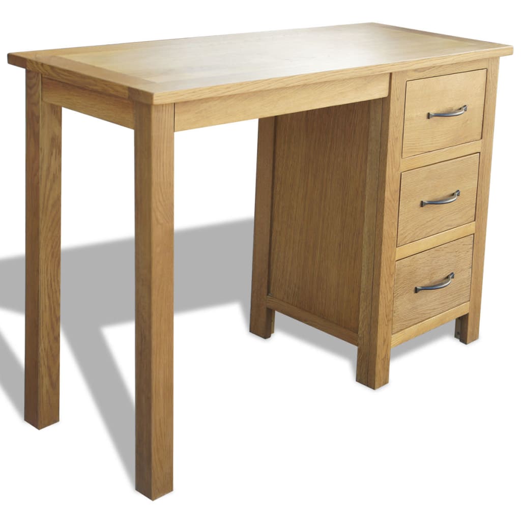 vidaXL Desk with 3 Drawers Solid Oak Wood 41.7"x15.7"x29.5"-0