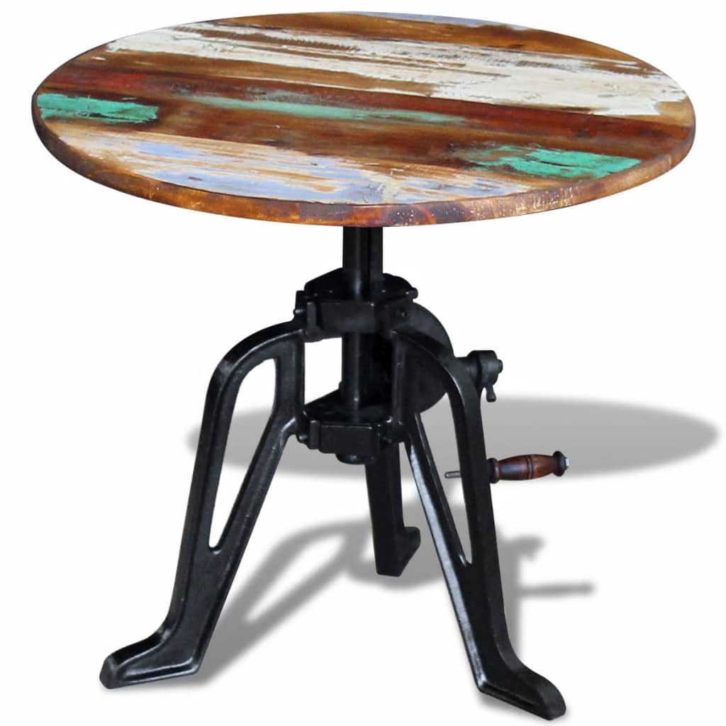 vidaXL Side Table Solid Reclaimed Wood Cast Iron 23.6"x(16.5"-24.8")-0