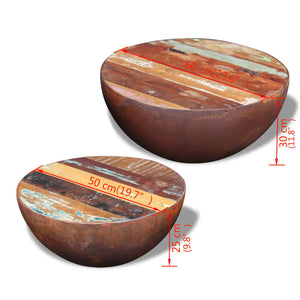 vidaXL Two Piece Bowl Shaped Coffee Table Set Solid Reclaimed Wood-15