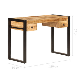 vidaXL Desk with 2 Drawers 43.3"x19.7"x30.3" Solid Mango Wood-9