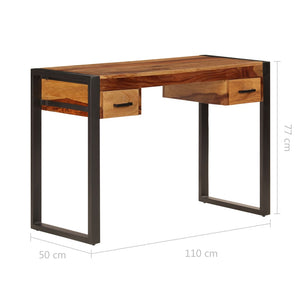 vidaXL Desk with 2 Drawers 43.3"x19.7"x30.3" Solid Sheesham Wood-8