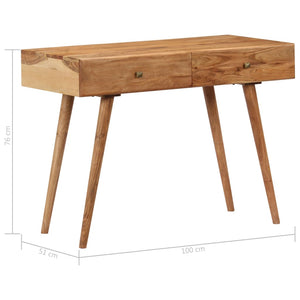 vidaXL Desk 39.3"x20"x29.9" Solid Acacia Wood-8