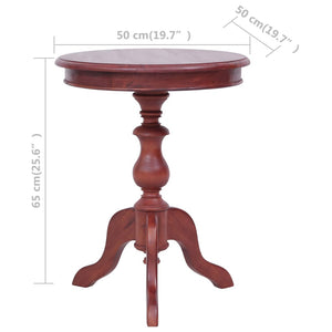vidaXL Side Table Round End Table Coffee Table Natural Solid Wood Mahogany-8