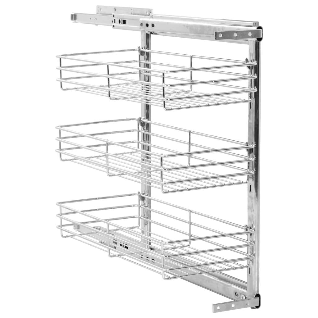 vidaXL Slide Out Pantry Shelves 3-Tier Pull Out Storage with Sliding Runners-10