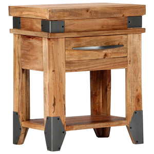 vidaXL Nightstand Storage Cabinet Bedside Table with Drawer Solid Wood Acacia-0