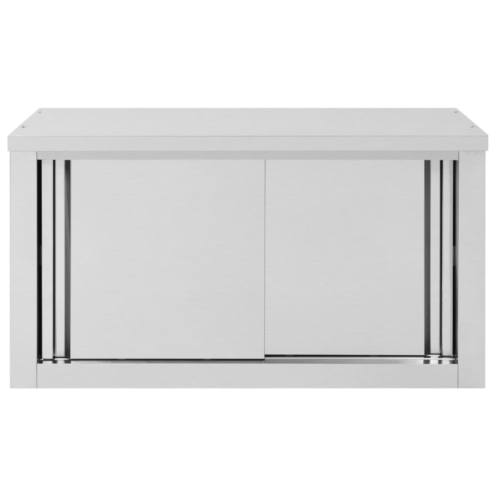 vidaXL Kitchen Wall Cabinet with Sliding Doors Stainless Steel Multi Sizes-15